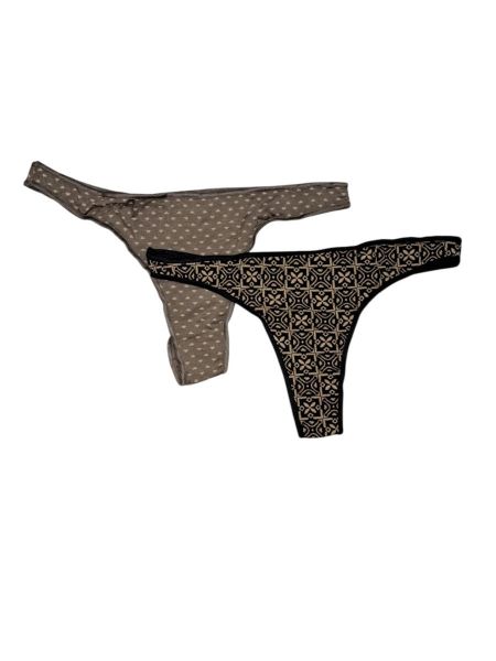 Εικόνα της 2Pack Walk Bamboo String Μαύρο/Καφέ Εμπριμέ.