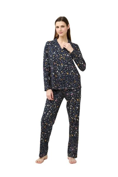 Εικόνα της Vamp Καλοκαιρινό Γυναικείο Σετ Πιτζάμας Βαμβακερό Μπλέ Sky Full Of Stars 23202