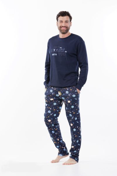 Εικόνα της Mei Βαμβακερές Ανδρικές Μπλε Πιτζάμες.