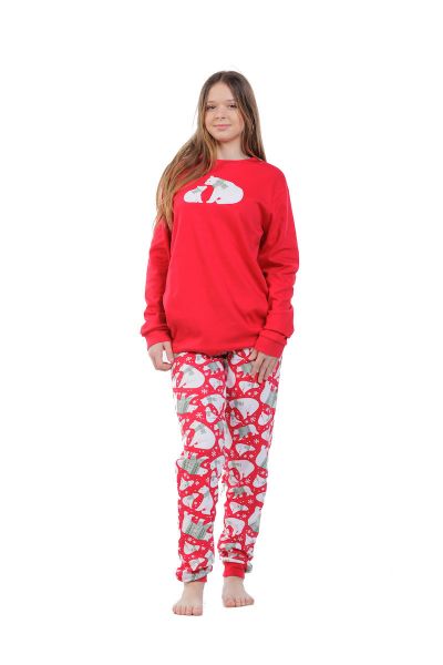 Εικόνα της Mei Unisex Βαμβακερές Παιδικές Πιτζάμες Κόκκινες.