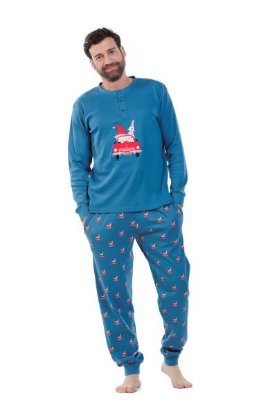 Εικόνα της Mei Βαμβακερές Ανδρικές Πιτζάμες Πετρόλ.