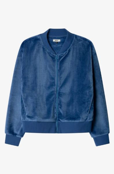 Εικόνα της Gisela Μπλε Fleece Κοντό Γυναικείο Ρομπάκι Με Φερμουάρ.