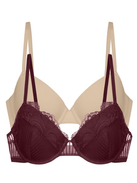 Εικόνα της Dorina Μπορντό & Μπέζ Σουτιέν με Ελαφριά Ενίσχυση & Μπανέλες 2Pack fxtt0098la189-2x0493