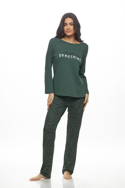 Εικόνα της Galaxy Χειμερινό Γυναικείο Σετ Πιτζάμας Χακί 821-25