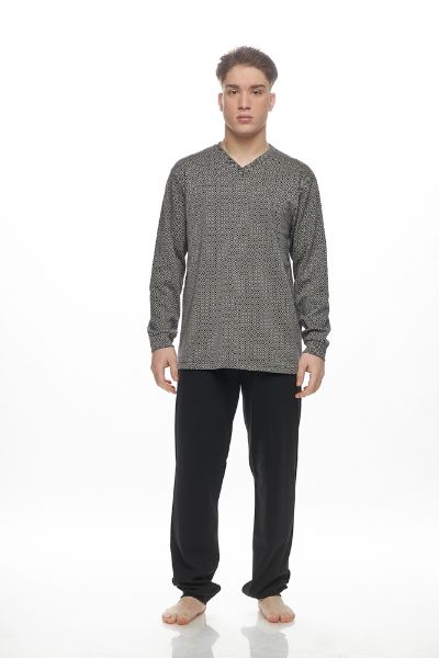 Εικόνα της Galaxy Χειμερινή Ανδρική Πιτζάμα Βαμβακερή Γκρι 753-25