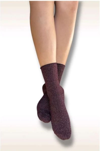 Εικόνα της Ider Μπορντό Lurex Bamboo Γυναικείες Κάλτσες Χωρίς Λάστιχο.
