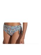 Εικόνα της Ysabel Mora φλοράλ πολύχρωμο ψηλόμεσο μαγιό σλιπ, με φιόγκο στο πλάι.