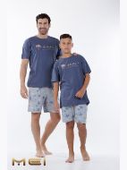 Εικόνα της Mei Βαμβακερή Ραφ Ανδρική Πιτζάμα Με Σορτς.