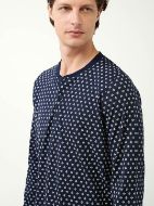 Εικόνα της Vamp Ανδρική Πυτζάμα Βαμβακερή Πατιλέτα & Διακριτικό Σχέδιο Blue 21690