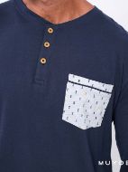 Εικόνα της Muydemi Βαμβακερή Μπλε/Γκρι Ανδρική Πιτζάμα Με  Σκάκι.