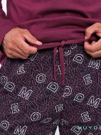 Εικόνα της Muydemi Μπορντό/Μπλε Βαμβακερή Ανδρική Πιτζάμα Με Γράμματα.