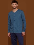 Εικόνα της Noidinotte μπλε κουμπωτή ανδρική πιτζάμα.