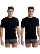 Εικόνα της 2 ΤΕΜΑΧΙΑ Walk Ανδρικές Φανέλες Κοντομάνικες Μαύρες.