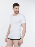 Εικόνα της Mei Βαμβακερή Λευκή Ανδρική Κοντομάνικη Φανέλα Λαιμόκοψη. (8050)