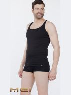 Εικόνα της Mei Αμάνικη Μαύρη Βαμβακερή Ανδρική Φανέλα.