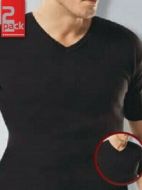 Εικόνα της 2 Pack Apple T-Shirt Με V Εφαρμοστά Rib Μαύρα Βαμβακερά.