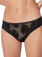 Εικόνα της Gisela Μαύρο slip με τούλι και σχέδιο φύλλα βελούδινα.