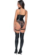 Εικόνα της Milena μαύρο brazil κορμάκι από δαντέλα & δερματίνη.