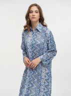 Εικόνα της Ble Resort Collection Μπλε/Χρυσό Maxi Κουμπωτό Καφτάνι.