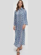 Εικόνα της Ble Resort Collection Μπλε/Χρυσό Maxi Κουμπωτό Καφτάνι.