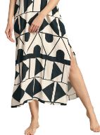 Εικόνα της Plus Size Muydemi Γυναικείο Μακρύ Φόρεμα Παραλίας Εκρού-μαύρο 210185