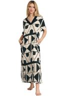 Εικόνα της Plus Size Muydemi Γυναικείο Μακρύ Φόρεμα Παραλίας Εκρού-μαύρο 210185