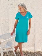 Εικόνα της Muydemi Τιρκουάζ Μονόχρωμο Κοντομάνικο Φόρεμα.