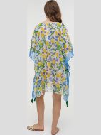 Εικόνα της Ble Resort Collection Βαμβακερό Καφτάνι Λευκό/Μπλε Με Λεμόνια.