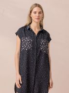 Εικόνα της Noidinotte Viscose Μαύρο Κουμπωτό Φόρεμα Πουά.