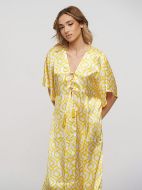 Εικόνα της Ble Resort Collection One Size 100% Γυναικείο Μακρύ Καφτάνι Παραλίας Λευκο/κιτρινο 5-41-014-0021