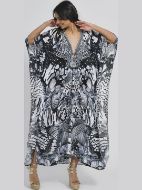 Εικόνα της Ble Resort Collection Γυναικείο Μακρύ Καφτάνι Παραλίας Μαύρο 5-41-169-0022 (100% Crepe)