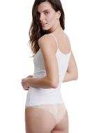 Εικόνα της Λευκό γυναικείο τοπ με λεπτή ράντα από 95% Bamboo - 5% Elastane.