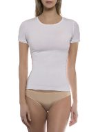 Εικόνα της Λευκό γυναικείο τοπ με κοντό μανίκι από 95% Bamboo - 5% Elastane.