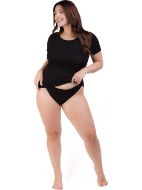 Εικόνα της Elite Μαύρο Κοντομάνικο Γυναικείο Φανελάκι Cotton/ Modal.