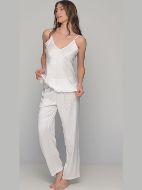Εικόνα της Νυφική Πυζάμα Σατέν Ζακάρ Ιβουάρ Λευκό Γυναικείο Milenabyparis