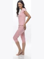 Εικόνα της Galaxy κοραλί Viscose γυναικεία πιτζάμα, κοντό μανίκι & κάπρι.