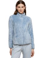 Εικόνα της Noidinotte Χειμερινή Γυναικεία Fleece Ρόμπα Μονόχρωμη, Σιέλ GE2683