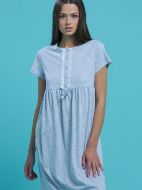 Εικόνα της Noidinotte βαμβακερό γκρι πουά νυχτικό με κοντό μανίκι και 5 κουμπιά.