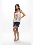 Εικόνα της Galaxy Βαμβακερή Γυναικεία Πιτζάμα Ροζ/Μπλε.