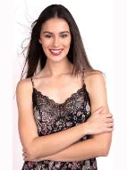 Εικόνα της Elite μαύρο νυχτικό με λαχούρι & δαντέλα.