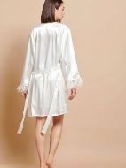 Εικόνα της Jeannette Εκρού Σετ Ρόμπα & Νυχτικό Με Πούπουλα.