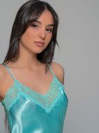 Εικόνα της Milena by Paris Καλοκαιρινό Σατέν Γυναικείο Νυχτικό Aqua 003452-Aqua