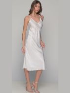 Εικόνα της Milena by Paris Καλοκαιρινό Σατέν Γυναικείο Νυχτικό Ιβουάρ 003434