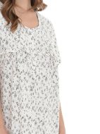 Εικόνα της Zen Βαμβακερό Εκρού Φλοράλ Κλασίκο Κοντομάνικο Νυχτικό Με Πατιλέτα.