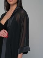 Εικόνα της Milena by Paris Καλοκαιρινή Γυναικεία Σατέν Ρόμπα Μαύρο 005365-Μαύρο