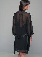 Εικόνα της Milena by Paris Καλοκαιρινή Γυναικεία Σατέν Ρόμπα Μαύρο 005365-Μαύρο