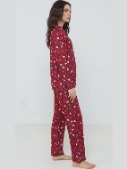 Εικόνα της Γιώτα Μπορντώ Εμπριμέ Βαμβακερή Κουμπωτή Πιτζάμα.