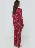 Εικόνα της Γιώτα Μπορντώ Εμπριμέ Βαμβακερή Κουμπωτή Πιτζάμα.