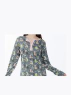 Εικόνα της Mei Viscose Γκρι Εμπριμέ Νυχτικό Με 5 Κουμπιά.