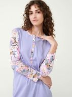 Εικόνα της Vamp Χειμερινό Βαμβακερό Γυναικείο Νυχτικό Lavender 21301